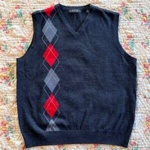 Men's Carnoustie Merino Sweater Vest - Dark Grey - Large